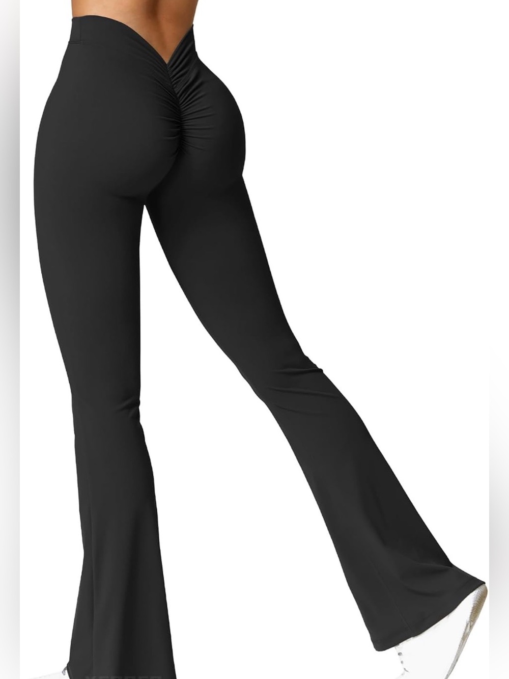High-Waist Scrunch Flare Pants - Black